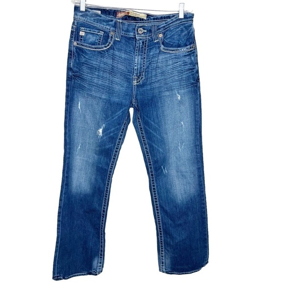 Big Star Mens Pioneer Regular Boot Cut Denim Jeans Size 33 Short Distressed - Picture 1 of 12